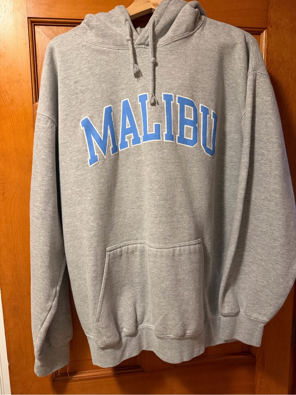 Brandy Melville Grey Hoodie with Blue MALIBU Logo